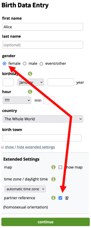 Gender options